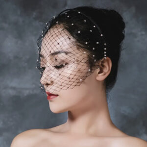 Baroque Headband with Exquisite Beads and Mesh Veil