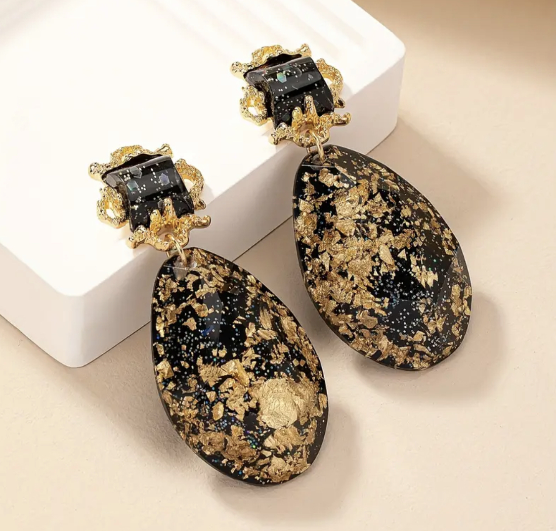 Vibrant Bohemian Droplet Earrings: 18K Plated Resin Dangles - Image 9
