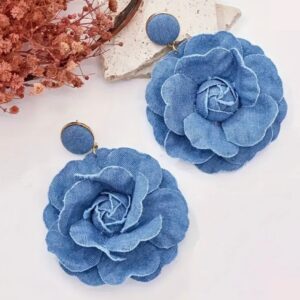 Vintage-Inspired Denim Bohemian Large Dangle Earrings