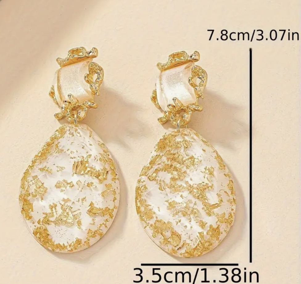 Vibrant Bohemian Droplet Earrings: 18K Plated Resin Dangles - Image 3
