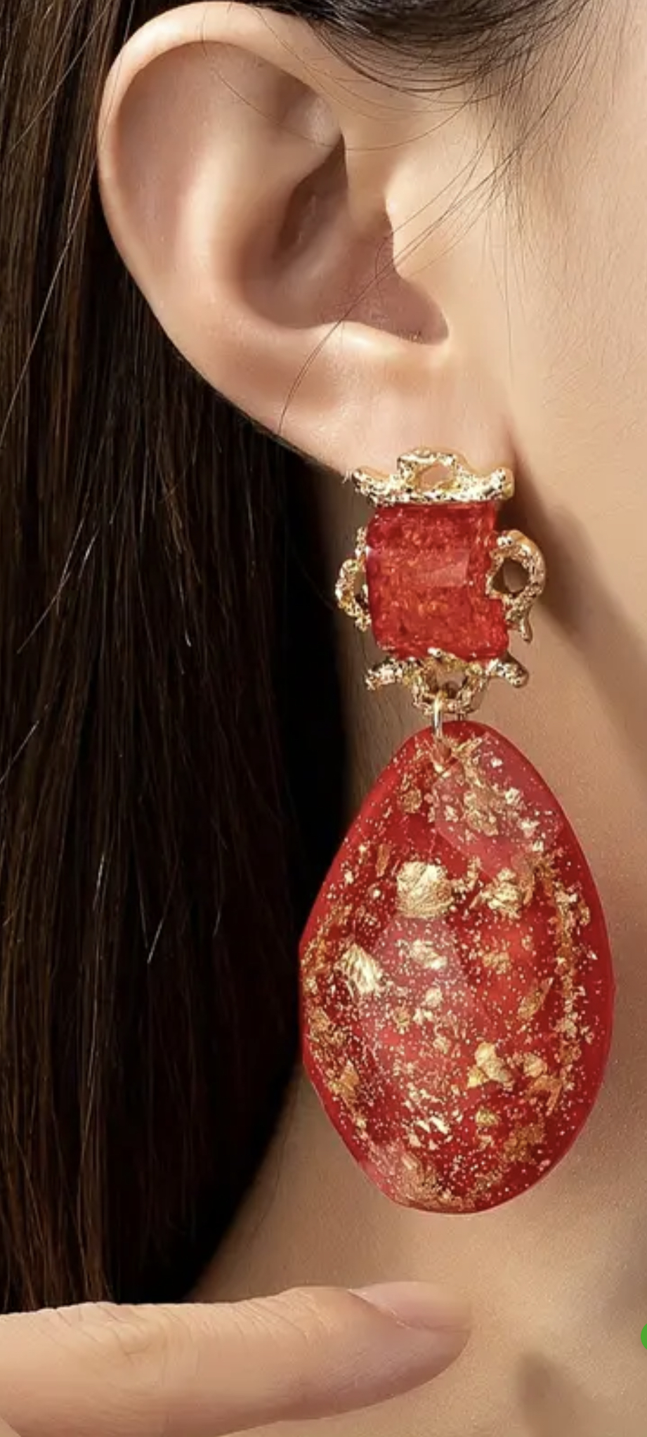 Vibrant Bohemian Droplet Earrings: 18K Plated Resin Dangles - Image 5