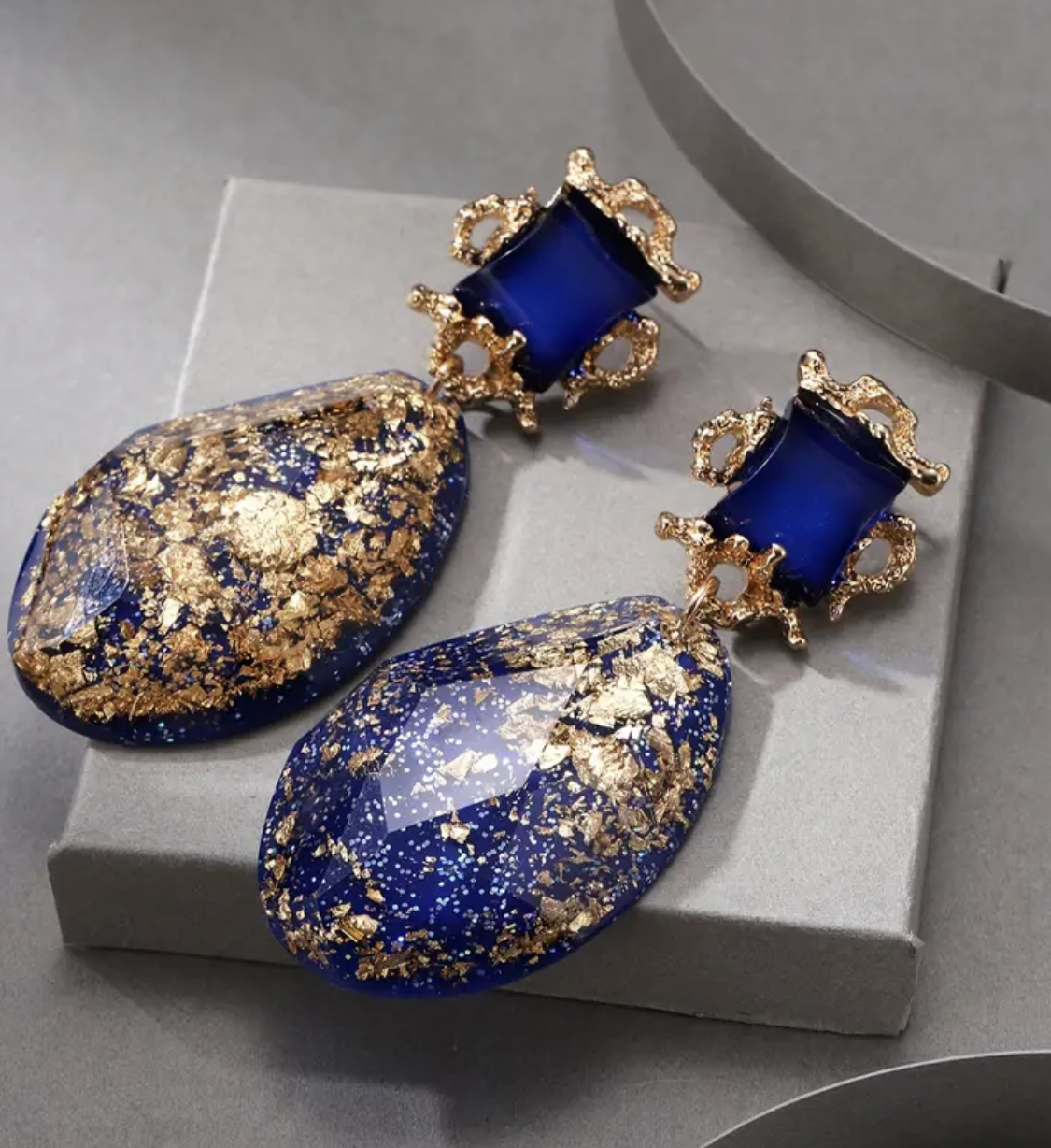 Vibrant Bohemian Droplet Earrings: 18K Plated Resin Dangles
