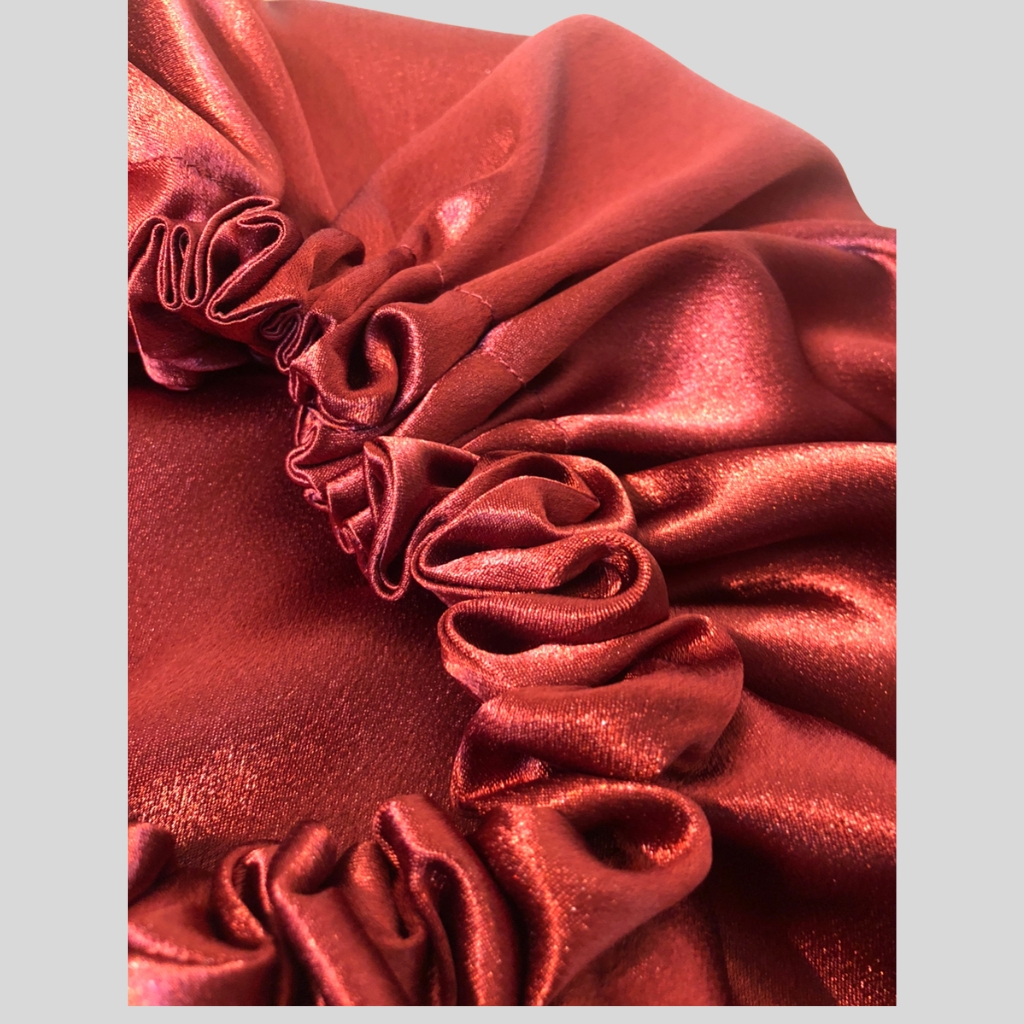 Luxurious Red Satin Bonnet & Scrunchies Set | Sheridonna Designs - Image 11