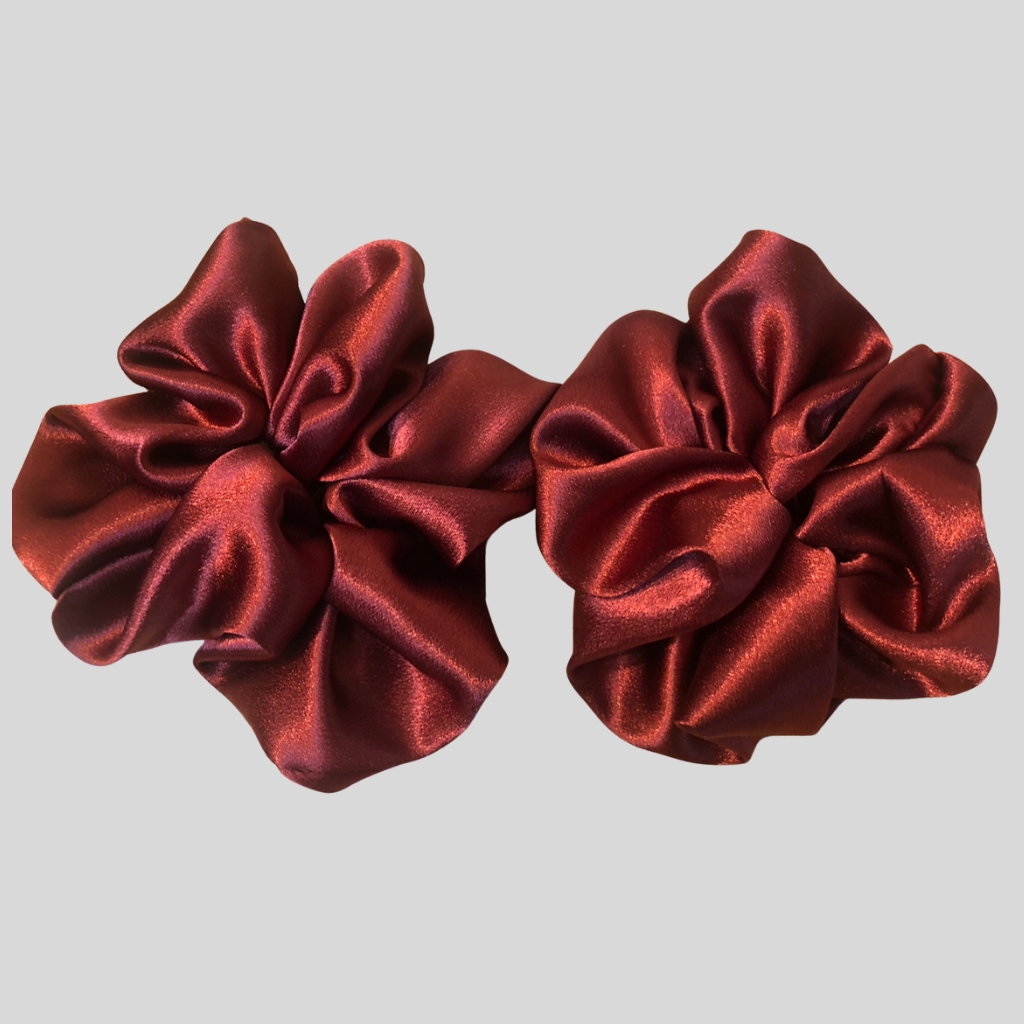 Luxurious Red Satin Bonnet & Scrunchies Set | Sheridonna Designs - Image 6