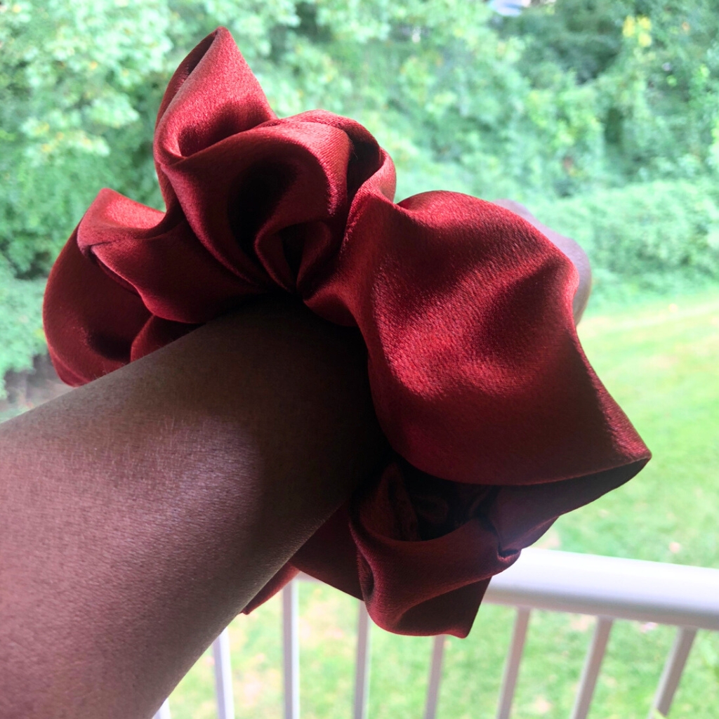 Luxurious Red Satin Bonnet & Scrunchies Set | Sheridonna Designs - Image 7