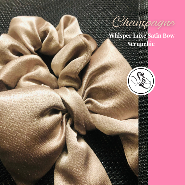 Champagne Whisper Luxe Satin Bow Scrunchie - Image 5