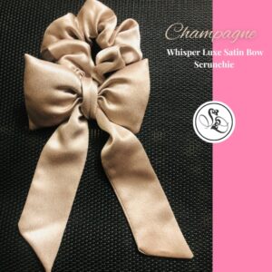 Champagne Whisper Luxe Satin Bow Scrunchies Single