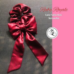 Ruby Royal Luxe Satin Bow Scrunchie by Sheridonna Designs